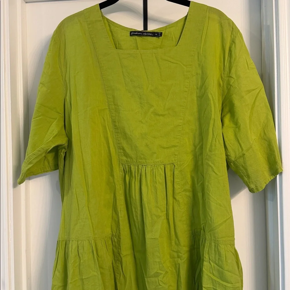 Gudrun Sjoden Lime Green Relaxed Midi Dress - Picture 3 of 3